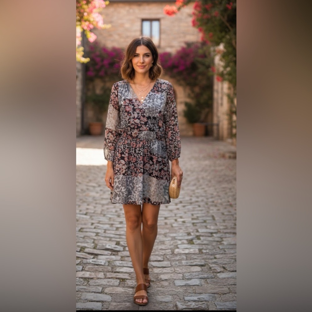 LOFT Multicolor Long Sleeve Dress